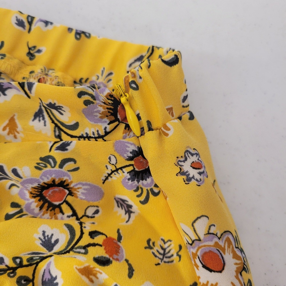 New Max Studio Wrap Skirt Womens XL Yellow Floral Ruffle Midi Romantic Cottage - Picture 13 of 16